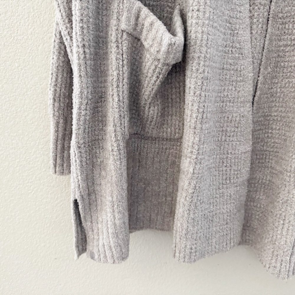 Barefoot Dreams CozyChic Lite Open Cardigan Sweater 3X Waffle Knit Gray Lounge - Picture 9 of 14